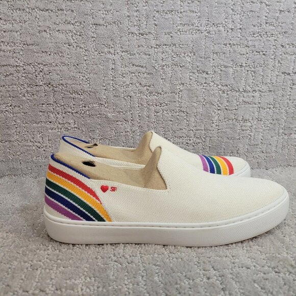 Rothy’s The Sneaker White Rainbow SF Pride Limited Edition Womens Size US 9, 10 - Picture 8 of 12